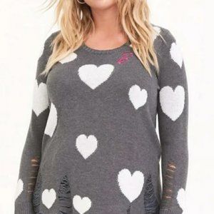 Torrid Barbie Distressed Heart Sweater